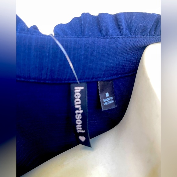 HeartSoul Navy Ruffled Women's Blouse New with tags size M - Picture 7 of 9